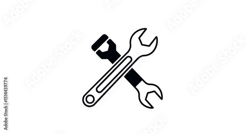 Simple Graphic Featuring Crossed Wrenches on a Transparent Background Representing Repair Tools and Mechanical Services in an Isolated Close Up Shot
