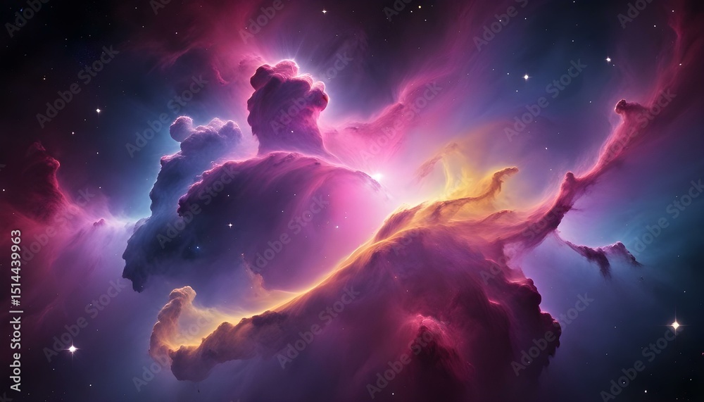 Fototapeta premium A captivating display of a vibrant nebula filled with swirling colors and bright stars.