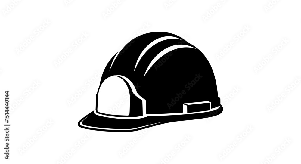Fototapeta premium Black Hard Hat Vector Illustration for Construction and Safety Equipment on transparent Background
