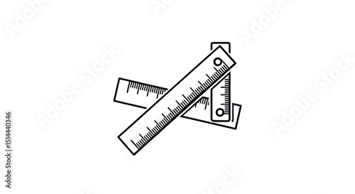 Faint Black and White Graphic Featuring Two Crossed Rulers with Numerical Markings on Solid Black Background