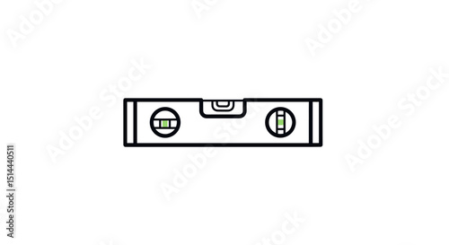 Black Spirit Level Tool with Neon Green Indicators on Dark Backdrop Minimalist Construction Equipment Illustration