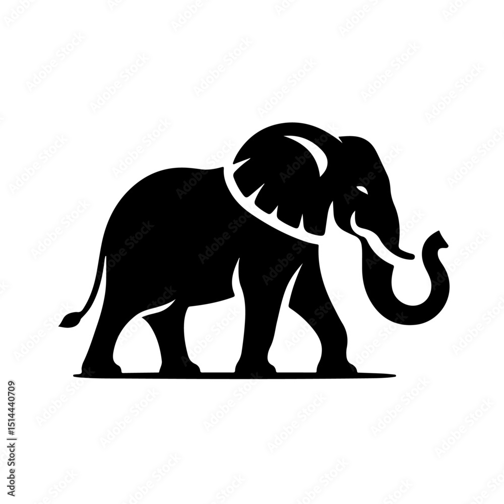 Obraz premium Elephant with Tusks Silhouette for Wildlife and Strength Design