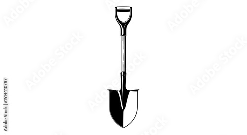 Shovel with Long Handle and Sharp Blade for Digging and Landscaping Tasks