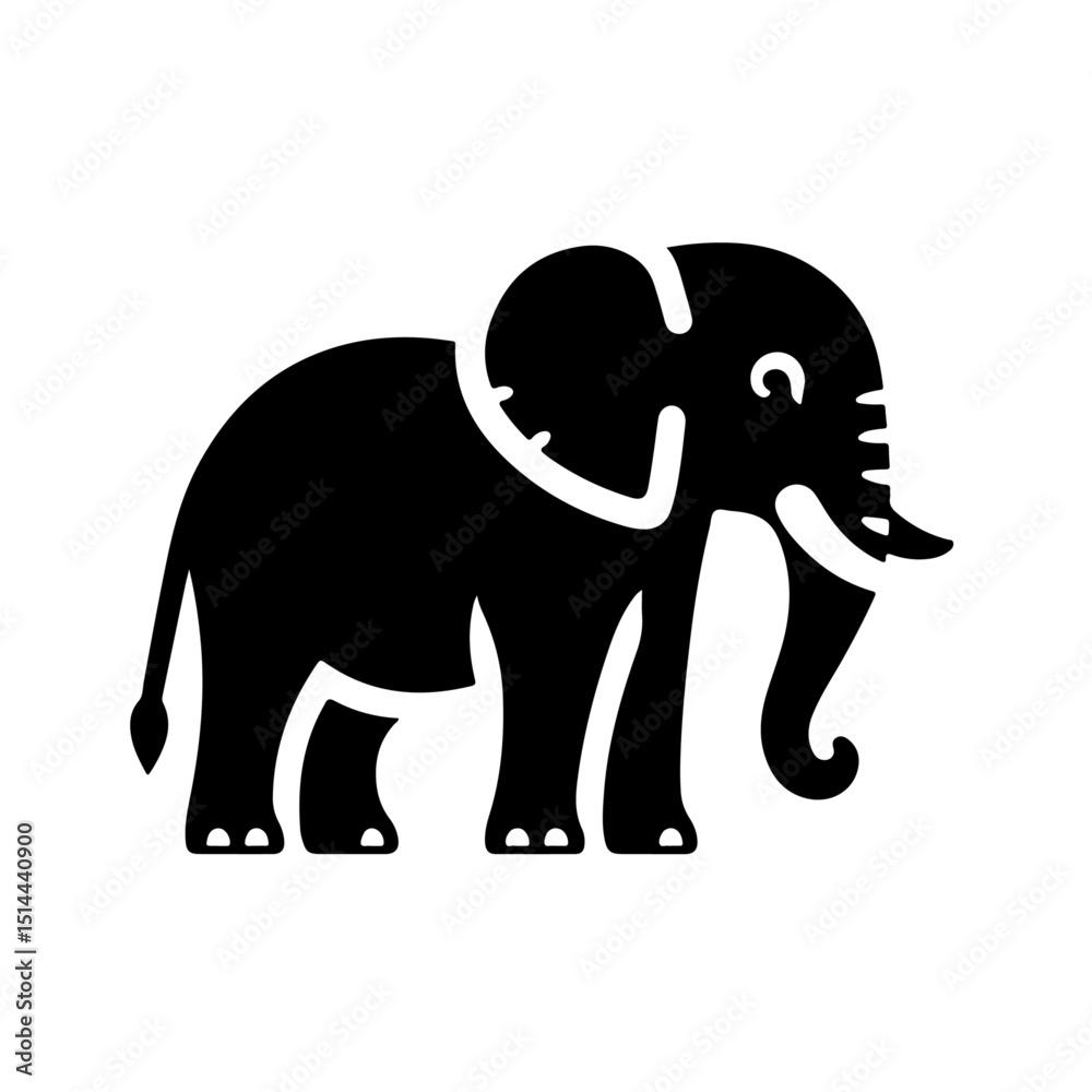 Fototapeta premium Elephant with Tusks Silhouette for Wildlife and Strength Design