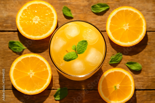 Refreshing Iced Orange Juice with Fresh Citrus
