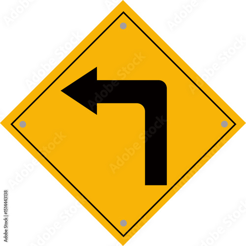Left Turn Traffic Sign Vector Illustration