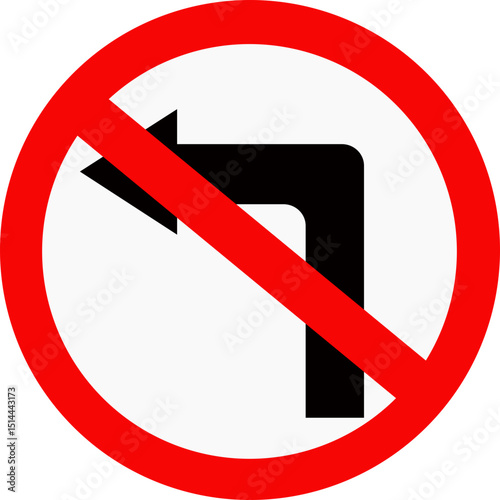 No Left Turn Traffic Sign Vector Illustration