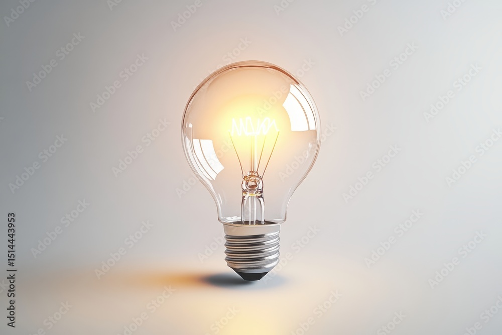 Glowing light bulb on white background idea concept. Glowing light bulb on white background idea concept.