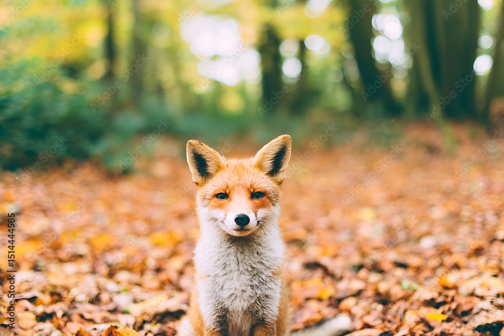 Obraz premium Fox in autumn forest portrait closeup