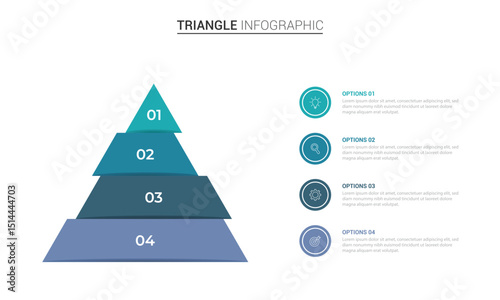 Business triangle diagram infographic design 4 steps on white background