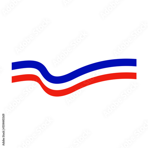 French flag vector illustration. Wavy flag icon