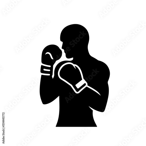 Boxer in Fighting Stance Silhouette for Sports and Strength Design