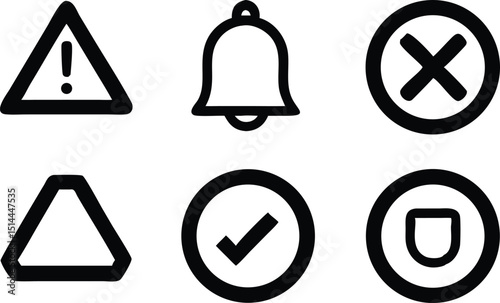 Comprehensive collection of simple and clean notification and ale icons in black