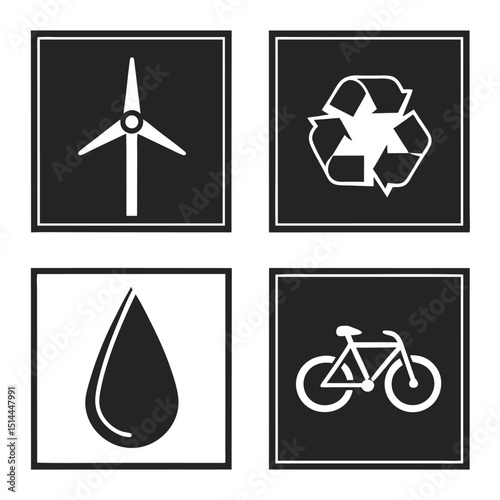 Environment and sustainability icons on transparency for eco conscious design projects