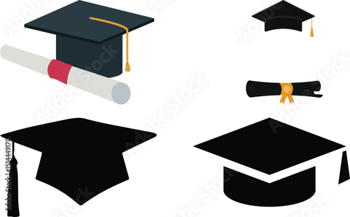 
Traditional Graduation Hat isolated on transparent background. Congrats Graduates concept. Graduation cap or Mortarboard icon symbol.  graduation cap vector, 