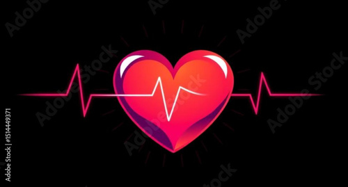 Heart and heartbeat icon, Heartbeat vector icon, Heart with pulse icon, ECG heart icon, Medical heart icon, Heart rate symbol, Heart monitor icon, Heartbeat line vector, Cardio icon set, Heart with EK