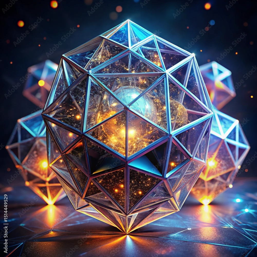 Fototapeta premium -3d-render-of-abstract-crystal-structures-on-dark-