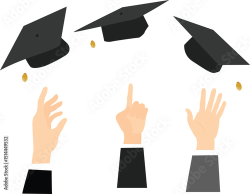 hand holding graduation caps