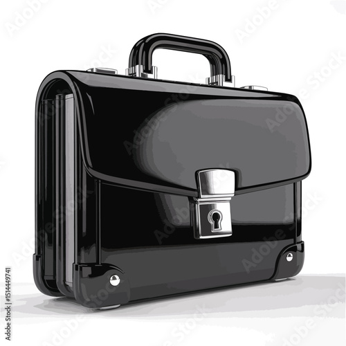 Elegant Black Glossy Business Briefcase with Secure Lock and Handle Highlighting Corporate Style and Professional Work Equipment
