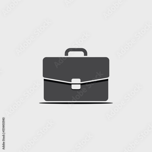 Simple Black and Grey Business Briefcase Icon, Professional Work Bag Symbol Representing Corporate and Office Environment