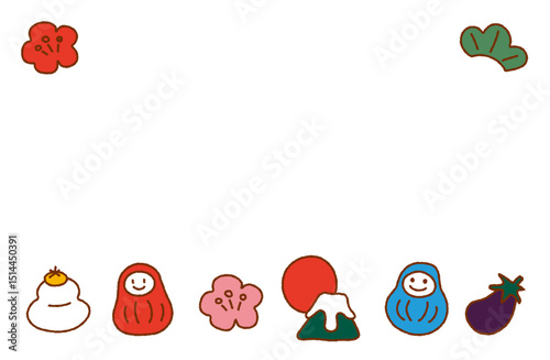 New Year material - Illustration frame (color)・Japanese New Year