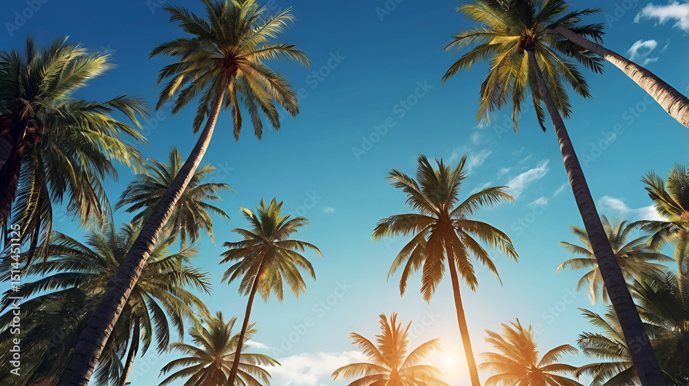 Obraz premium palm trees at sunset