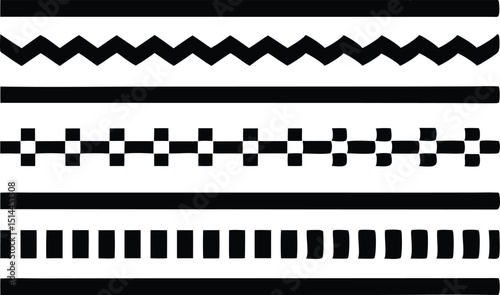Simple black line dividers and borders pack with transparent elements vector design