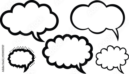 Simple black silhouette speech bubble vector design suitable for communication and thought