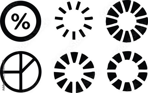 Simple black vector silhouette designs featuring four progress indicator icon elements