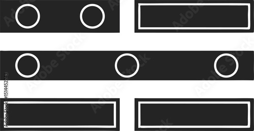 Simple progress indicator designs in black with transparent elements for design and progress updates