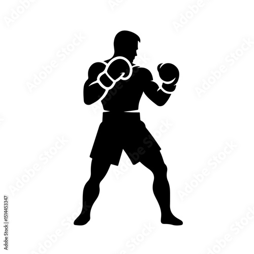 Boxer in Fighting Stance Silhouette for Sports and Strength Design