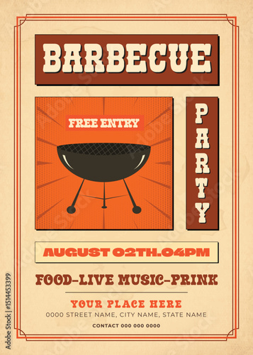 Retro BBQ Party Flyer Template