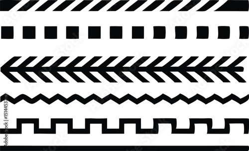 Vector pack of simple black line dividers borders and decorative elements on white