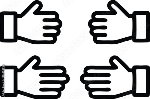 Basic hand gestures pointing finger silhouette design with transparent background