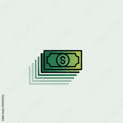 Minimalist Dollar Bill Icon Stack Representing Business Revenue, Cash Flow, Finance and Monetary Transactions in Corporate Context