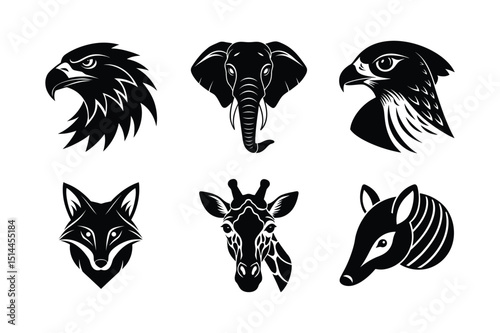 set of animal silhouette vector