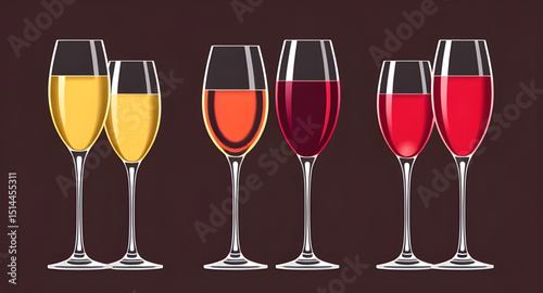 Set of champagne, Champagne glass vector set, Champagne bottle illustration, Champagne celebration icons, Champagne flute clipart, Champagne toast vector, Sparkling wine icon set, Champagne explosion 