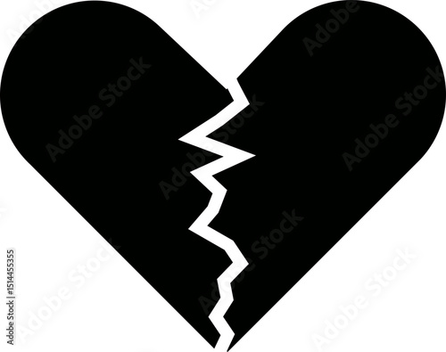 Heartbreak icon. Broken heart or divorce vector isolated on transparent background. Outline drawing broken red hearts line clipart breakup symbol for apps and websites