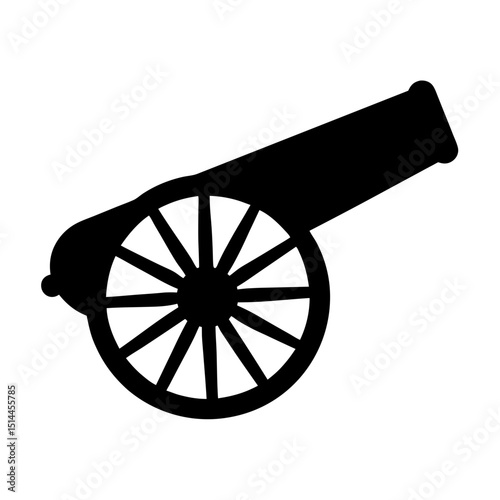 Cannon vector silhouette, Vintage cannon black silhouette, Old war cannon silhouette vector