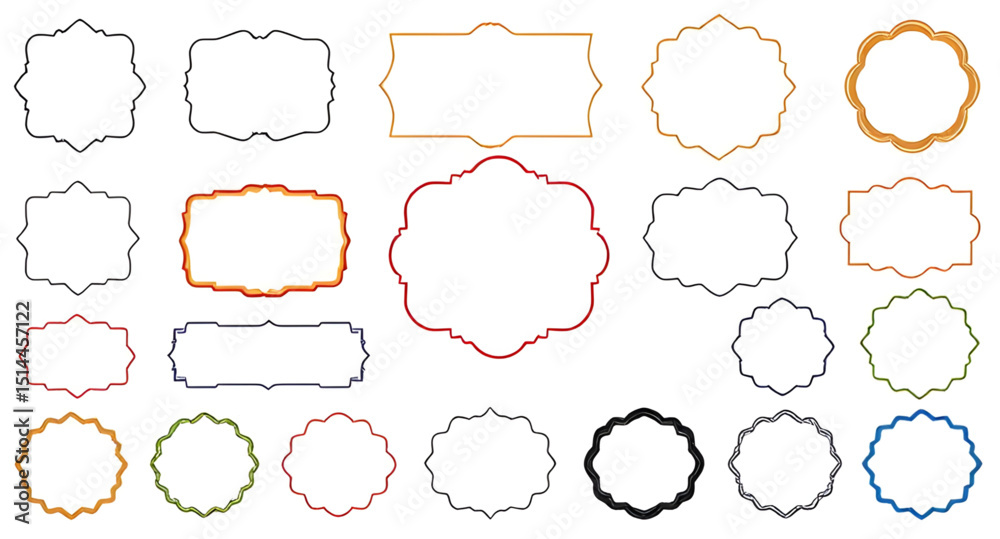 Obraz premium colorful border illustration, linear frame clipart, abstract doodle frame, vibrant frame vector, geometric line sketch, bright frame illustration, playful border frame, hand-drawn line artwork, minima