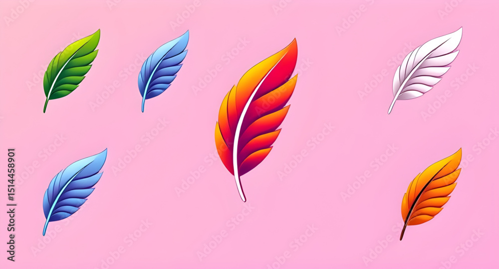 Fototapeta premium Isolated feather icons