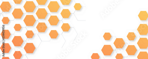 Abstract vector illustration. orange gradient hexagon vector background. Modern honeycomb geometric pattern design for technology, medical, science, data, innovation. Abstract digital presentation.