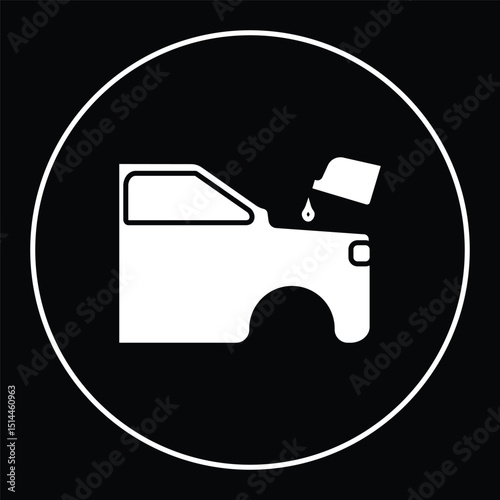 Illustration of changing oil car engine in workshop service. Car icon of oil refill vector illustration