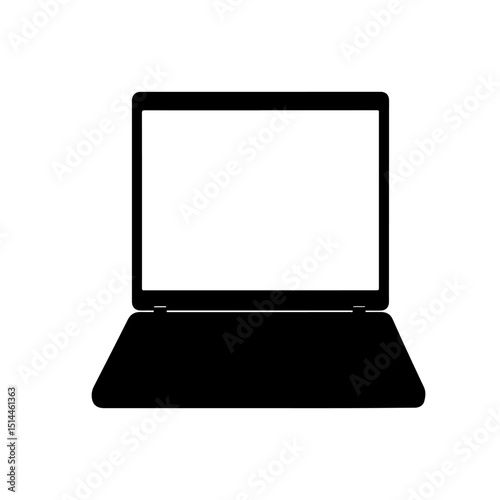 Old Laptop silhouette vector flat illustration design.