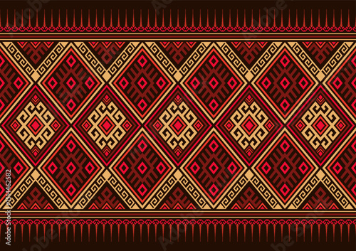 Native geometric ethnic pattern vector vintage red tone graphic design for clothing, home decoration, carpet, fabric. Traditional border graphic eps10 vector.