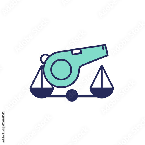 Whistle and Scales Sports Arbitration Icon in minimalist style  