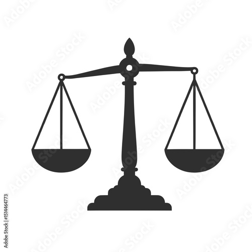 Icon of classic balance scales in black silhouette style  