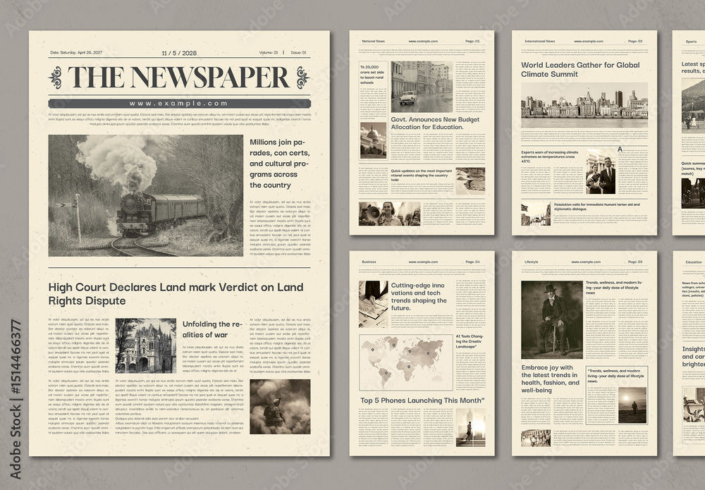 Classic Vintage Newspaper Design Template Stock Template | Adobe Stock