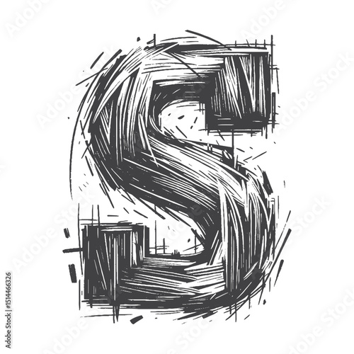 Vintage Hand-Drawn Sketch Style Letter S Illustration – Classic Alphabet Engraving for Typography, Education, and Monogram Lifestyle Apparel, Stickers, Label, and T-Shirts