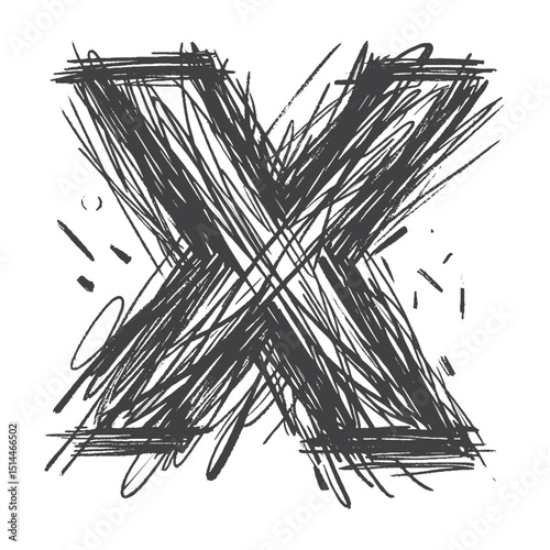 Vintage Hand-Drawn Sketch Style Letter X Illustration – Classic Alphabet Engraving for Typography, Education, and Monogram Lifestyle Apparel, Stickers, Label, and T-Shirts